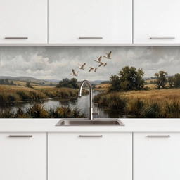 Eenden - Rivier - Landschap - Vlucht - Nostalgisch keuken achterwand 2 middel -3d