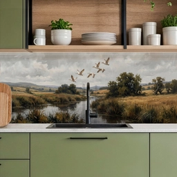 Eenden - Rivier - Landschap - Vlucht - Nostalgisch keuken achterwand 2 middel -sfeer3
