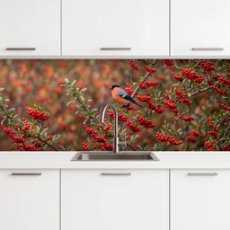 Goudvink - Bessen - Herfst - Natuur - Kleurrijk keuken achterwand 2 middel -3d