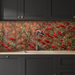 Goudvink - Bessen - Herfst - Natuur - Kleurrijk keuken achterwand 2 middel -sfeer1