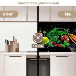 Groente - Splash - Zwart keuken achterwand 2 middel -voor-na2_NL