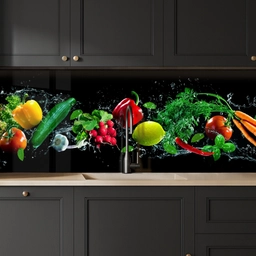 Groente - Splash - Zwart keuken achterwand 2 middel -sfeer1