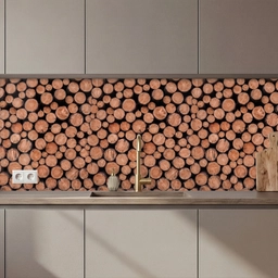 Keuken achterwand - Houtblokken - Textuur - Patroon - Bruin - Rustiek