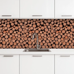 Houtblokken - Textuur - Patroon - Bruin - Rustiek keuken achterwand 2 middel -3d