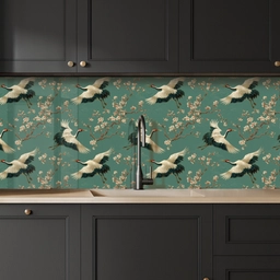 Kersenbloesem - Kraamvogels - Groen keuken achterwand 2 middel 871 -sfeer1