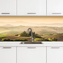 Landschap - Toscane - Ochtendlicht keuken achterwand 2 middel -3d