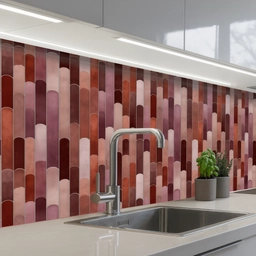 Langwerpig - Tegels - Rood - Koper keuken achterwand 2 middel 871 -3d_schuin