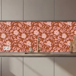 Keuken achterwand - Patroon - Bladeren - Terracotta