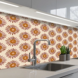 Patroon - Retro - Bruin keuken achterwand 2 middel 871 -3d_schuin
