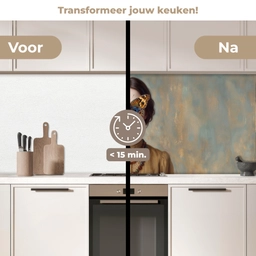 Portret - Vlinder - Kleurrijk keuken achterwand 2 middel -voor-na2_NL