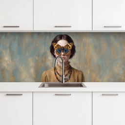 Portret - Vlinder - Kleurrijk keuken achterwand 2 middel -3d