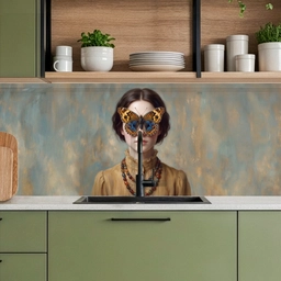 Portret - Vlinder - Kleurrijk keuken achterwand 2 middel -sfeer3