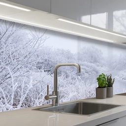 Rivier - Sneeuw - Bos - Winter - Schilderachtig keuken achterwand 2 middel -3d_schuin