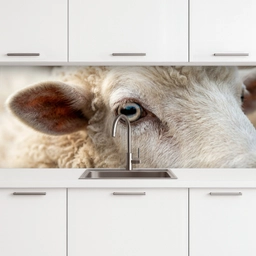 Schaap - Oog - Wit keuken achterwand 2 middel -3d