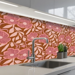 Sfeer - Bloemen - Roze keuken achterwand 2 middel 871 -3d_schuin