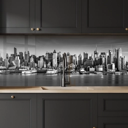 Skyline - Stad - Wolkenkrabbers - Zwart - Wit keuken achterwand 2 middel -sfeer1