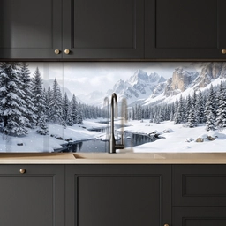Sneeuwlandschap - Bergen - Rivier - Winter keuken achterwand 2 middel -sfeer1