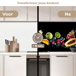 Splash - Fruit - Zwart keuken achterwand 2 middel -voor-na2_NL