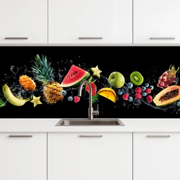 Splash - Fruit - Zwart keuken achterwand 2 middel -3d