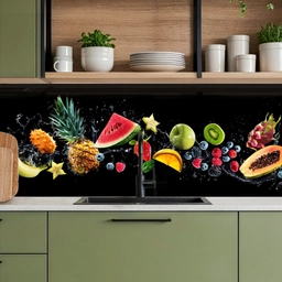 Splash - Fruit - Zwart keuken achterwand 2 middel -sfeer3
