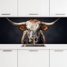 Stier - Kleurrijk - Hoorns keuken achterwand 2 middel -3d