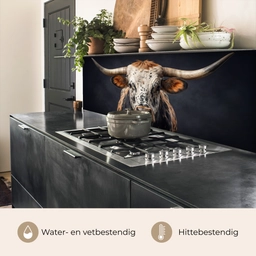 Stier - Kleurrijk - Hoorns keuken achterwand 2 middel -usp_NL