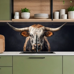 Stier - Kleurrijk - Hoorns keuken achterwand 2 middel -sfeer3
