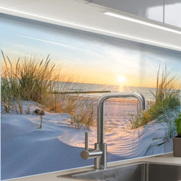 Strand - Zon - Duin - Gras - Zand - Horizon keuken achterwand sample klein -zzzz3d_schuin
