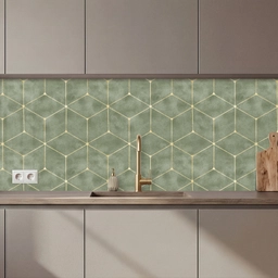 Subtiel - Geometrisch - Goud - Groen keuken achterwand 2 middel 871 zz_3dshopping