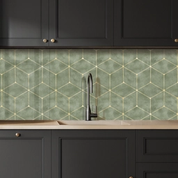 Subtiel - Geometrisch - Goud - Groen keuken achterwand 2 middel 871 -sfeer1