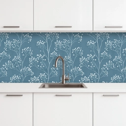 Takken - Bessen - Patroon - Lichtblauw keuken achterwand 2 middel 871 -3d