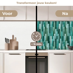 Tegels - Langwerpig - Turquoise keuken achterwand 2 middel 871 -voor-na2_NL