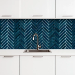 Visgraatmotief - Tegels - Diepblauw keuken achterwand 2 middel 871 -3d