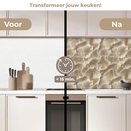 Waaierstructuren - Beige - Vezeltextuur keuken achterwand 2 middel 871 -voor-na2_NL