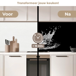 Water - Splash - Water - Zwart keuken achterwand 2 middel -voor-na2_NL