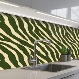 Zebra - Patroon - Groen keuken achterwand 2 middel 871 -3d_schuin