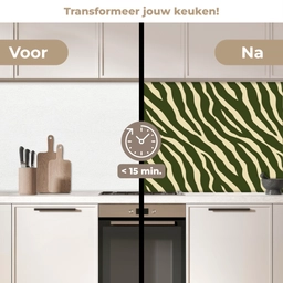 Zebra - Patroon - Groen keuken achterwand 2 middel 871 -voor-na2_NL