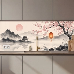 Zon - Japans - Traditioneel keuken achterwand 2 middel zz_3dshopping