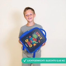Dino - Groen - Raket - Sterren Kinderrugzak - Blauw middel -sfeer1_NL