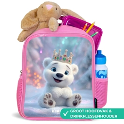 IJsbeer - Kroon - Winter Kinderrugzak - Roze middel -inhoud_NL