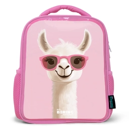Lama - Wit - Zonnebril - Wimpers Kinderrugzak - Roze middel -3d