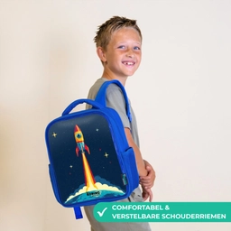 Planeet - Raket - Sterren - Donkerblauw Kinderrugzak - Blauw middel -sfeer3_NL