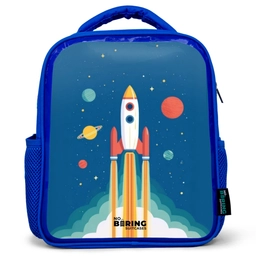 Raket - Planeet - Sterren - Veelkleurig Kinderrugzak - Blauw middel -3d