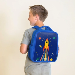 Raket - Sterren - Planeet - Ruimte Kinderrugzak - Blauw middel -sfeer2