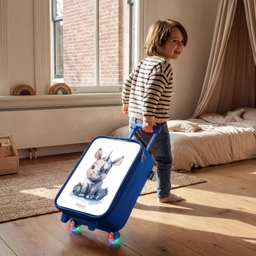 Baby neushoorn Kinderkoffer - Blauw klein -sfeer1