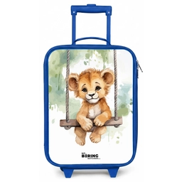 Leeuwenwelpje met schommel illustratie Kinderkoffer - Blauw klein -zz3dotto