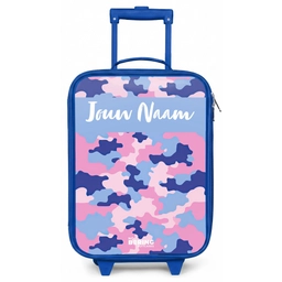 Camouflage - Roze - Blauw Kinderkoffer - Blauw klein -zz3dotto