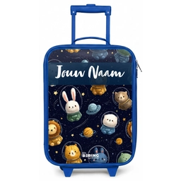 Dieren - Astronaut - Planeten - Sterren Kinderkoffer - Blauw klein -zz3dotto