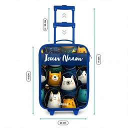 Dieren - Sterren - Planeten - Astronaut Kinderkoffer - Blauw klein -productfoto_formaten