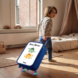 Dinos - Dieren - Groen - Oranje Kinderkoffer - Blauw klein -sfeer1
